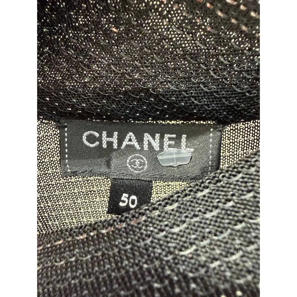 Chanel Metallic Knit Sleeveless Top - Size 50 Pre-owned Black Good - Model View