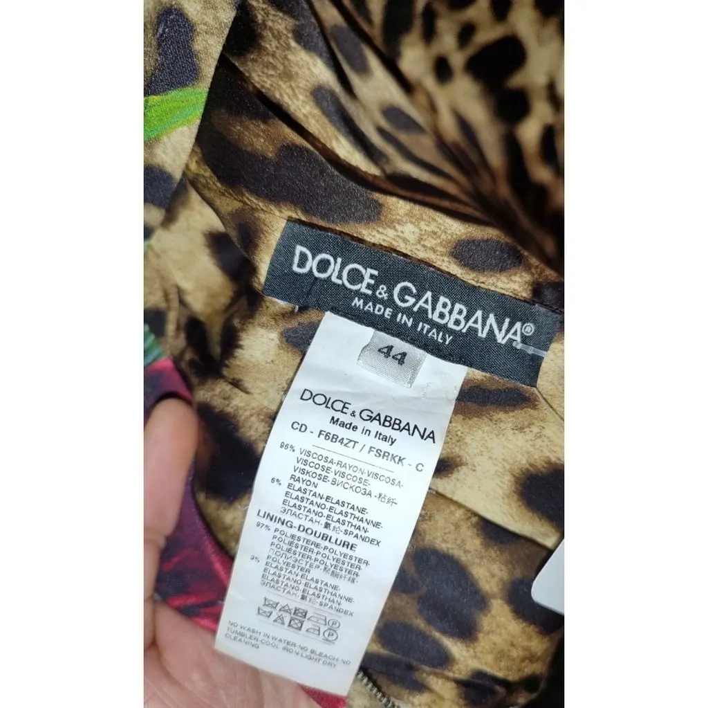 Dolce & Gabbana Floral Print Fitted Dress - Size IT44/L Pre-owned Brown Good - Box View