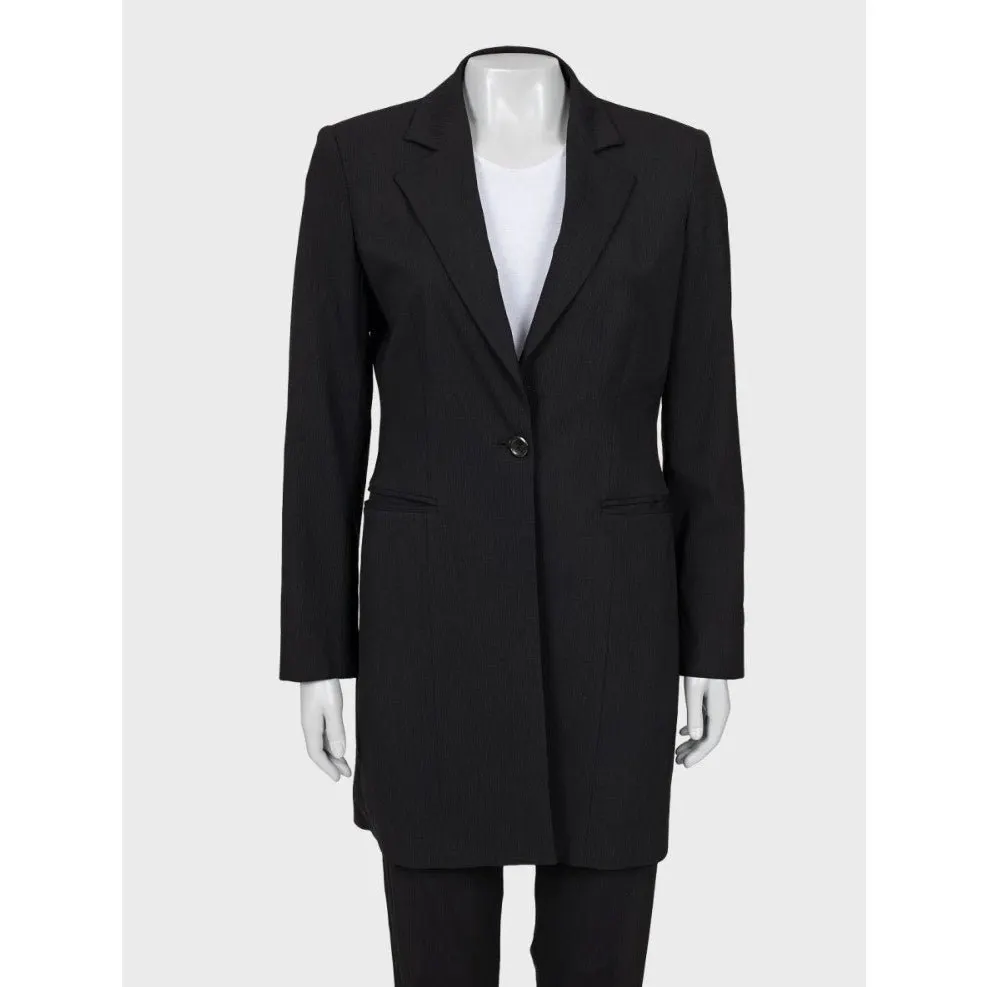Gianfranco Ferré Black Striped Wool Suit Sz.42/L pre-owned Black Wool Good - Box View