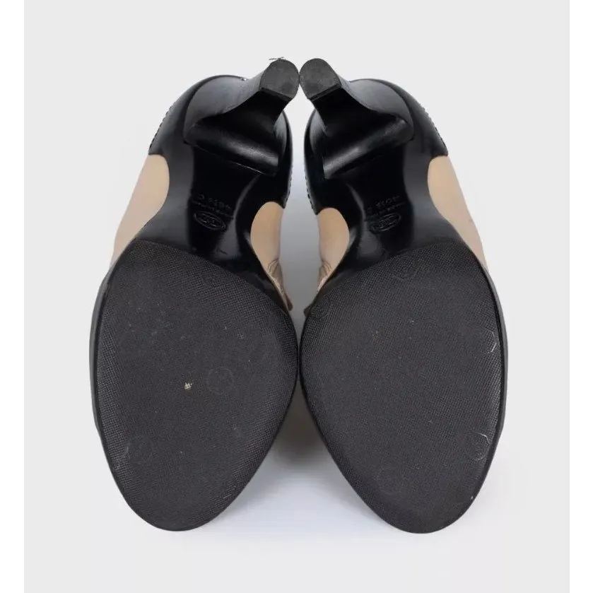 Chanel Beige Leather Open-Toe Ankle Booties - Size 40.5 pre-owned Beige Leather Good - Box View