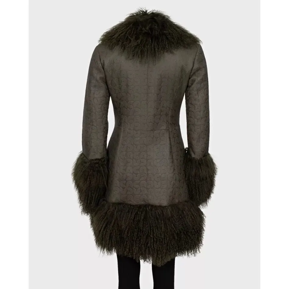 Gianfranco Ferré Green Shearling Coat IT42 Pre-owned Green Shearling Good - Inside View