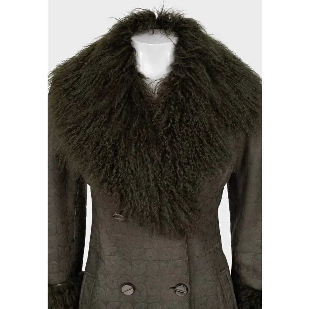 Gianfranco Ferré Green Shearling Coat IT42 Pre-owned Green Shearling Good - Model View