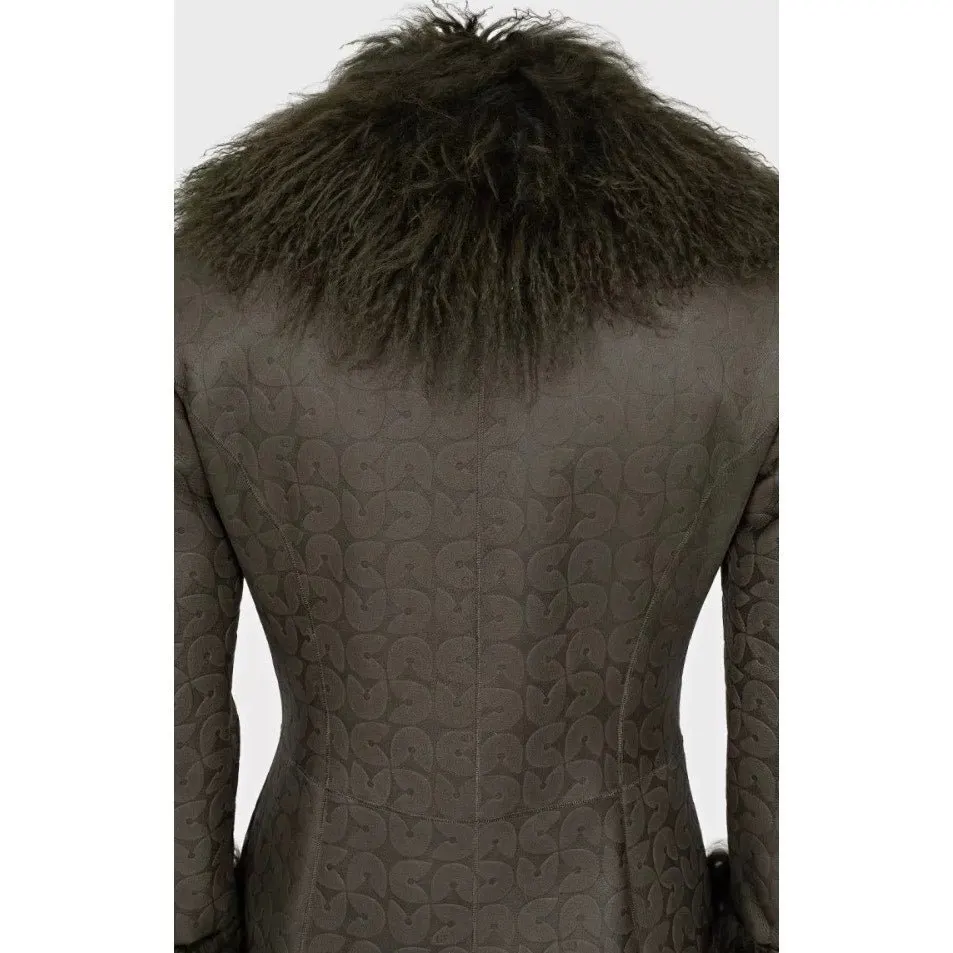 Gianfranco Ferré Green Shearling Coat IT42 Pre-owned Green Shearling Good - Box View