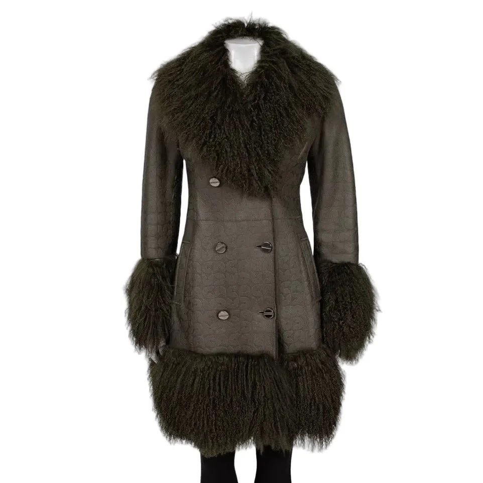 Gianfranco Ferré Green Shearling Coat IT42 Pre-owned Green Shearling Good - Front View