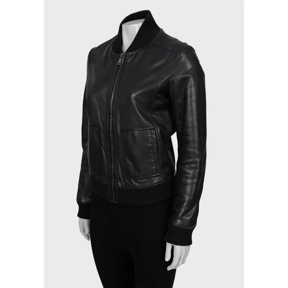 Dolce & Gabbana Black Leather Bomber Jacket - IT38/XS pre-owned Black Leather Good - Back View