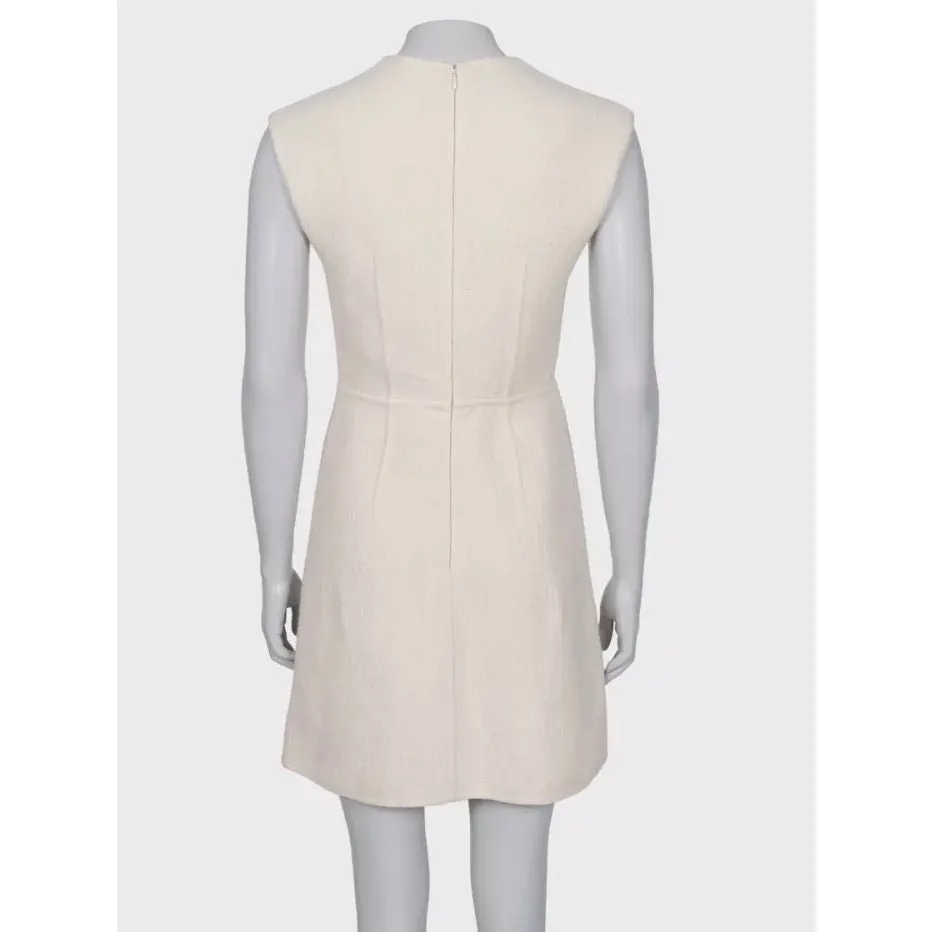 Prada Cream Wool Fitted Pin Dress XXS/IT36 pre-owned Beige Wool Good - Inside View