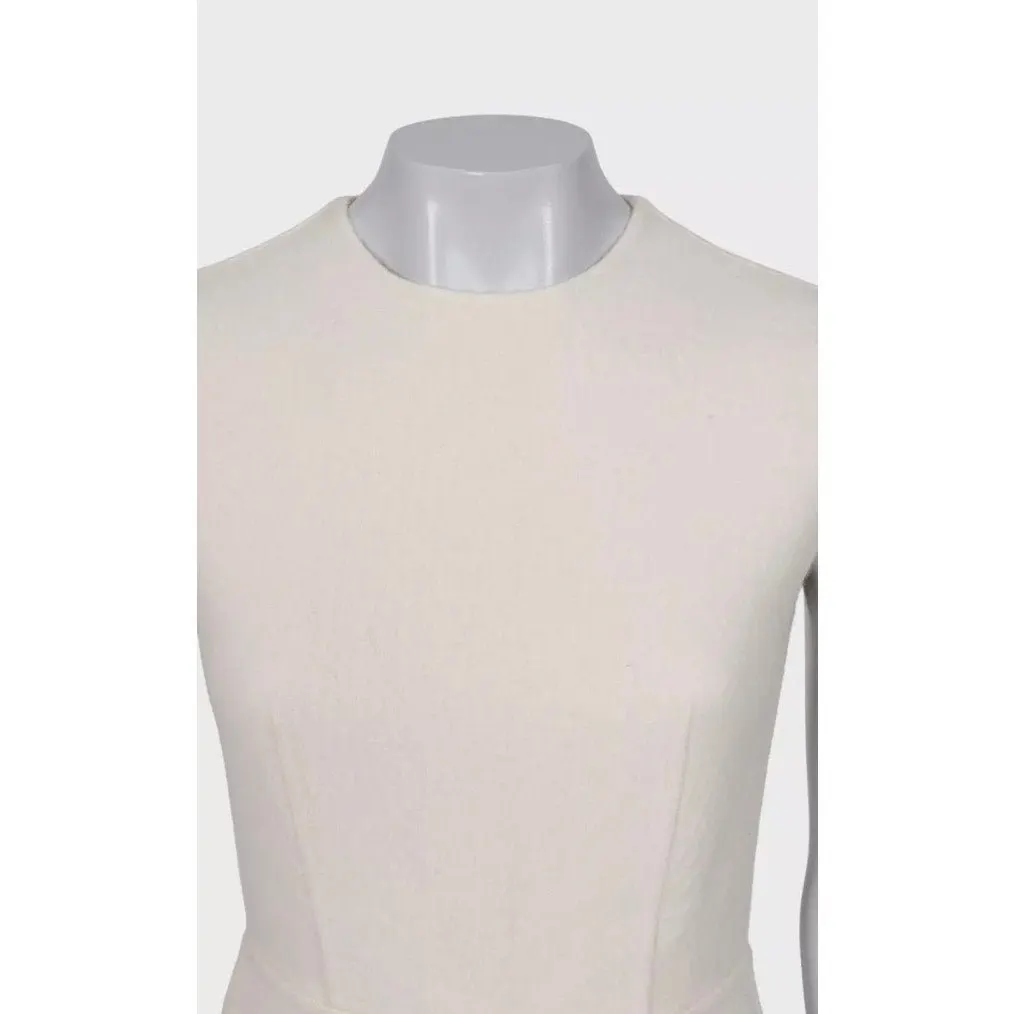 Prada Cream Wool Fitted Pin Dress XXS/IT36 pre-owned Beige Wool Good - Model View