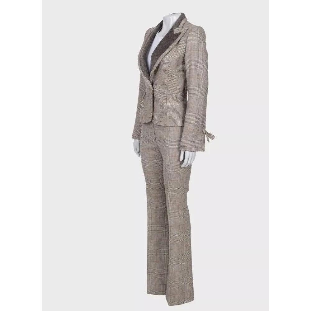 Gianfranco Ferré Chic Beige Wool Checked Suit - IT38/XS pre-owned Beige Wool Good - Back View
