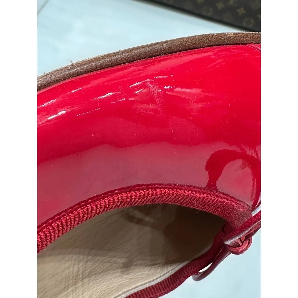 Chanel Red Patent Leather CC Bow Ballet Flats Size 41 EU pre-owned Red Leather Good - Box View