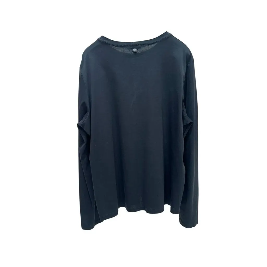Chanel Gabrielle Black Cotton Long Sleeve Crew Neck Top Sz 48 pre-owned Black Cotton Good - Back View