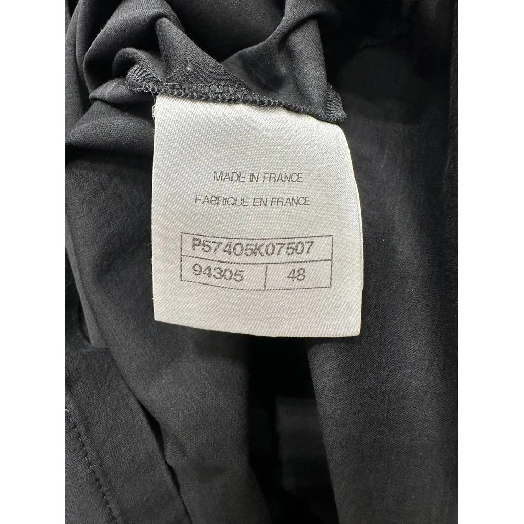 Chanel Gabrielle Black Cotton Long Sleeve Crew Neck Top Sz 48 pre-owned Black Cotton Good - Model View