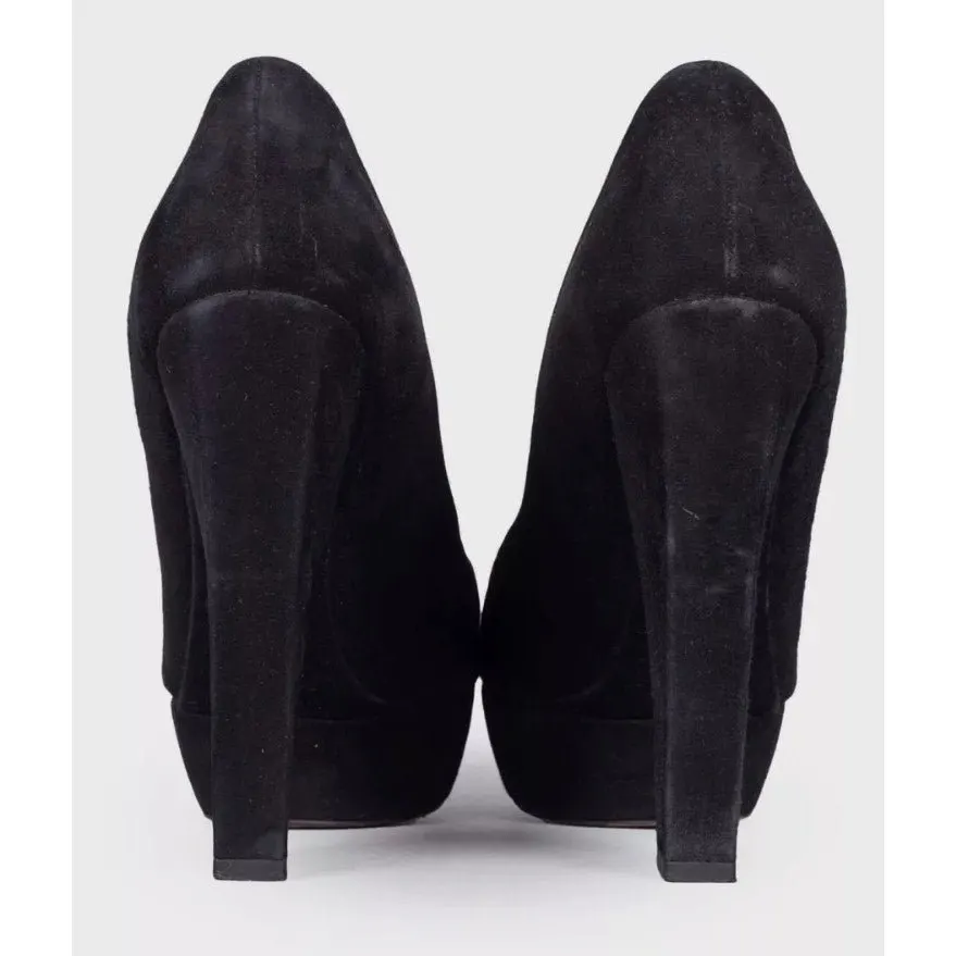 Dior Christian Dior Black Suede Open Toe Pumps Sz.39.5 Pre-owned Black Suede Good - Box View