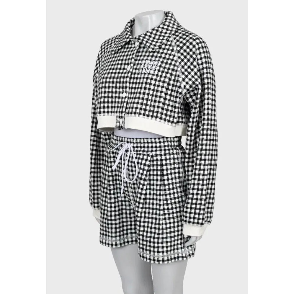 Miu Miu Houndstooth Cotton Suit with Shorts - Size S Pre-owned Black Cotton Never worn, with tag - Back View