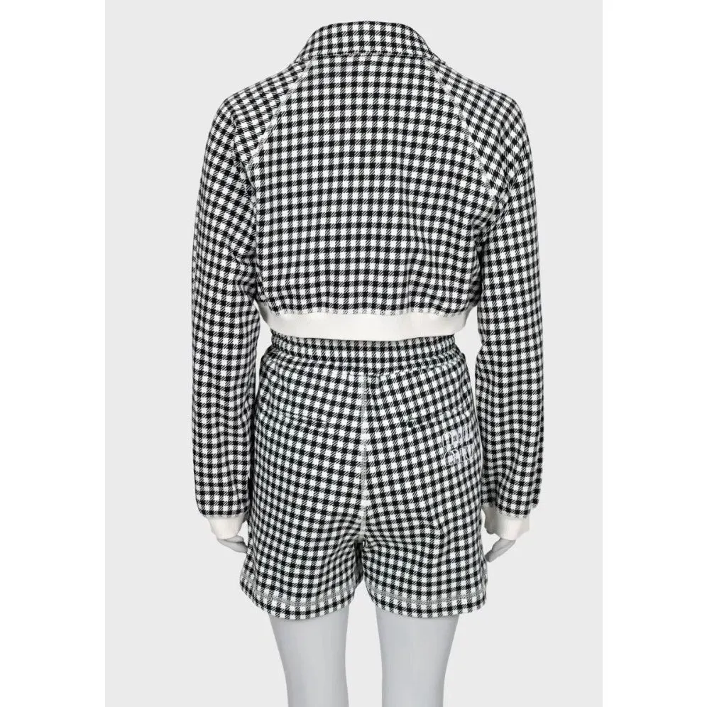 Miu Miu Houndstooth Cotton Suit with Shorts - Size S Pre-owned Black Cotton Never worn, with tag - Inside View