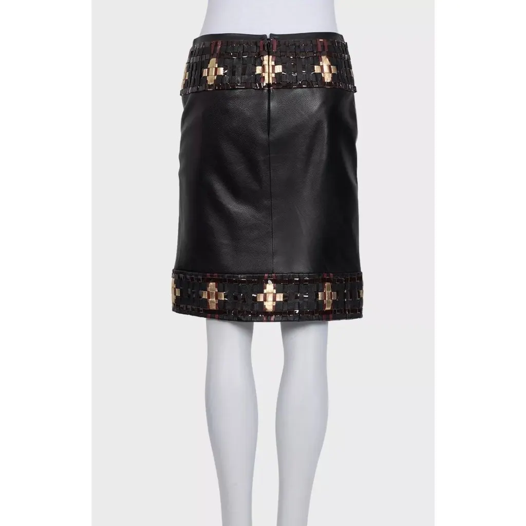 Chanel Black Sheepskin Leather Skirt - Size EU 36 / M Pre-owned Black Leather Good - Inside View