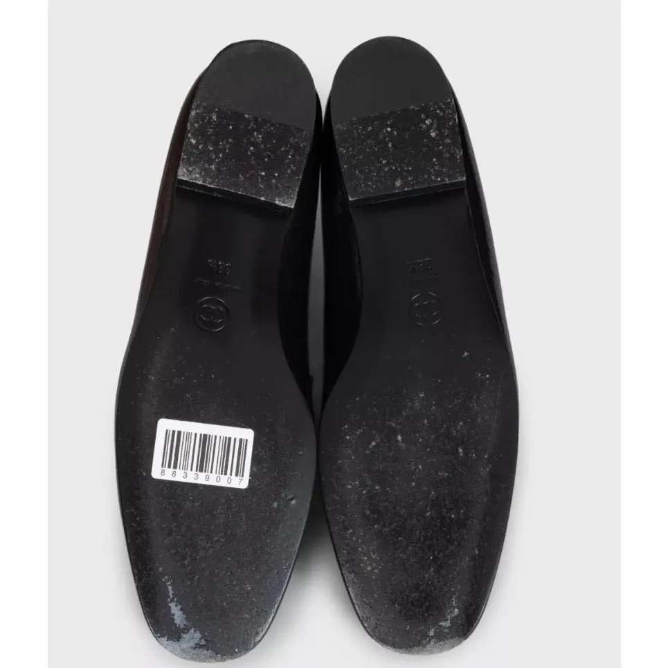 Chanel Chanel Black Leather CC Logo Ballet Flats - Size 38.5 pre-owned Black Leather Good - Box View