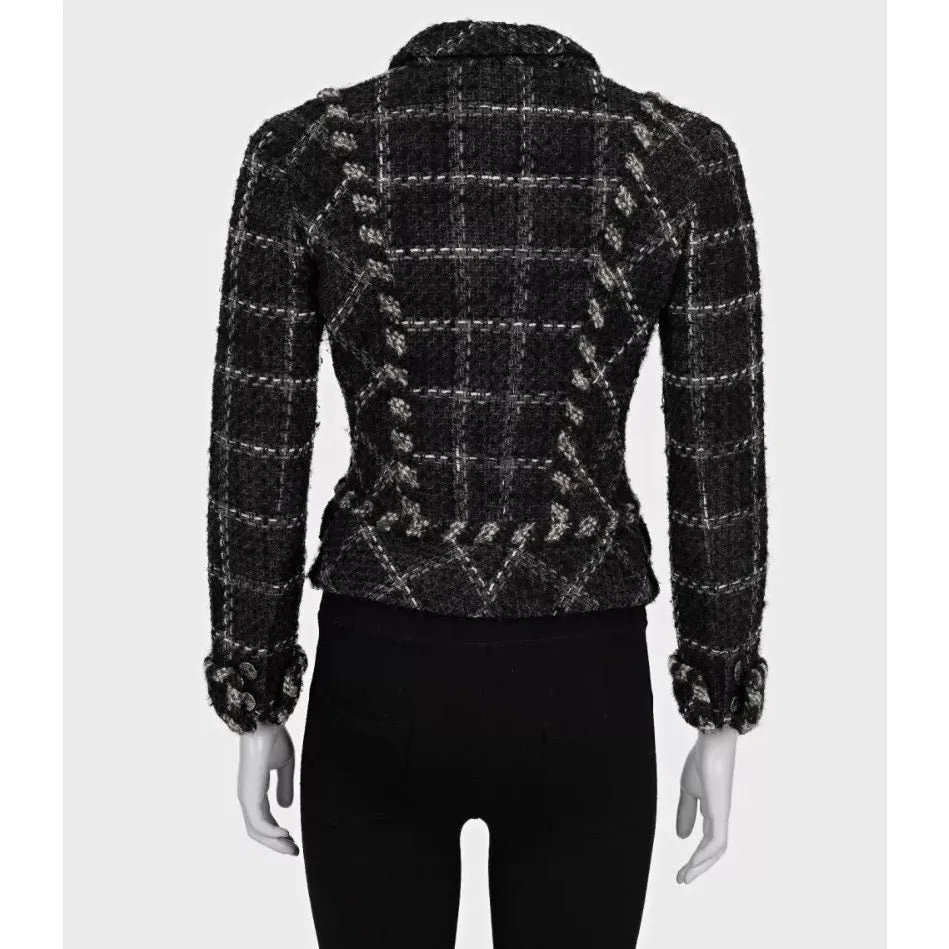 Chanel Vintage Black Tweed Fitted Jacket, Sz 38/M Pre-owned Black Tweed Good - Inside View