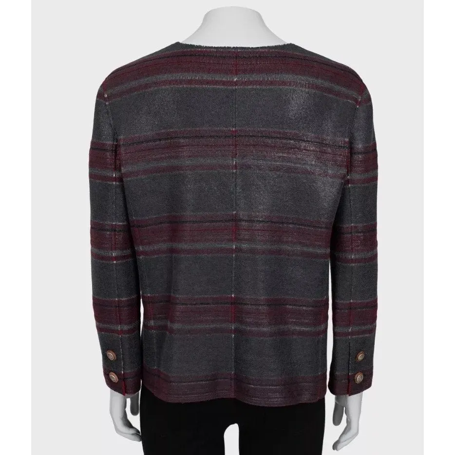 Chanel NWOT Chanel Dallas Cashmere Collarless Jacket - EU 44/3XL pre-owned Grey Wool Never worn - Inside View