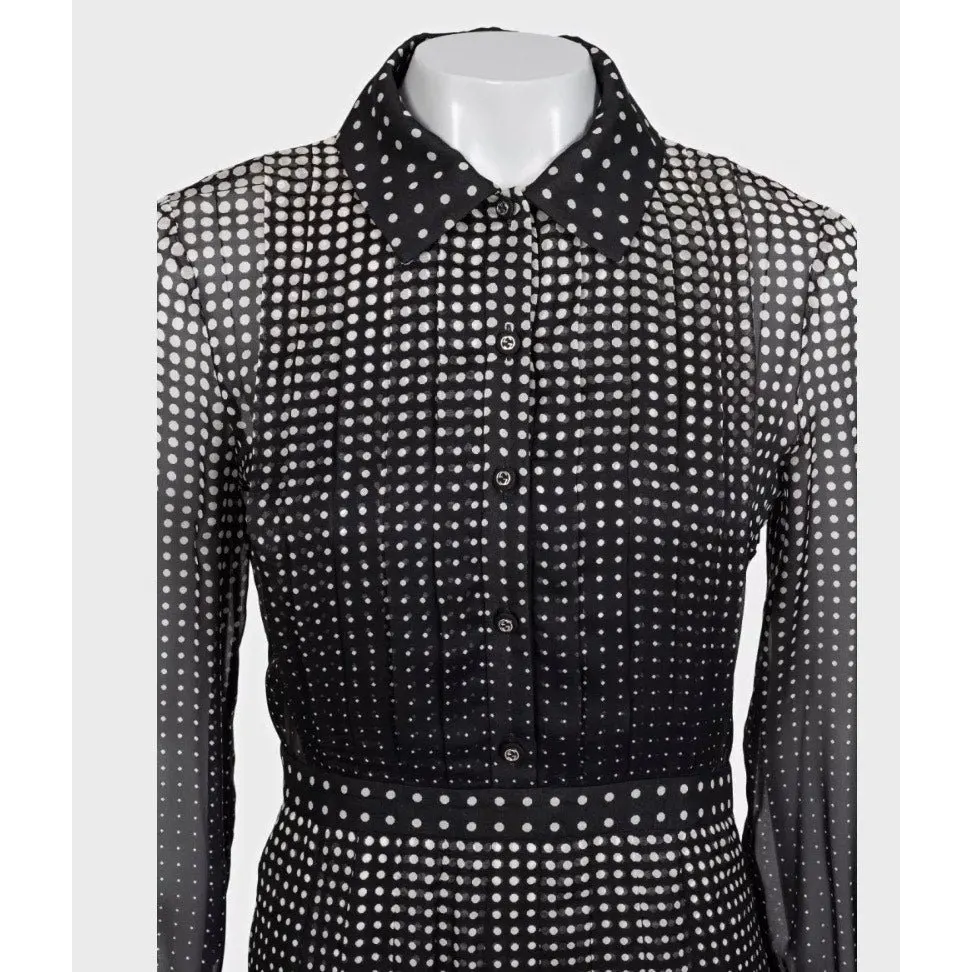 Gucci NWT Gucci 2024 Black Silk Fitted Dress - IT40/S pre-owned Black Silk Never worn, with tag - Model View