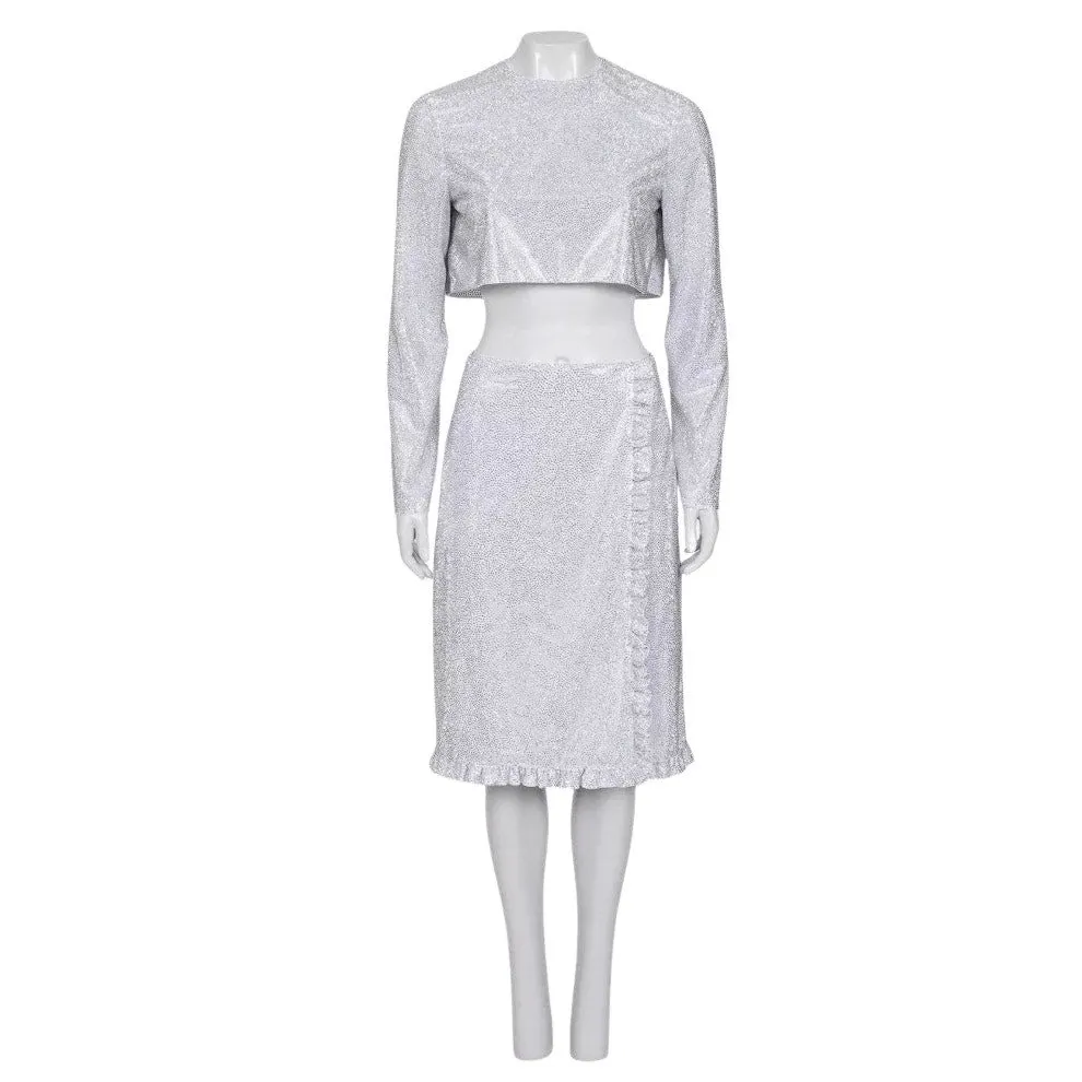 Miu Miu Silver Skirt Suit Sz.38 pre-owned Silver Good - Front View