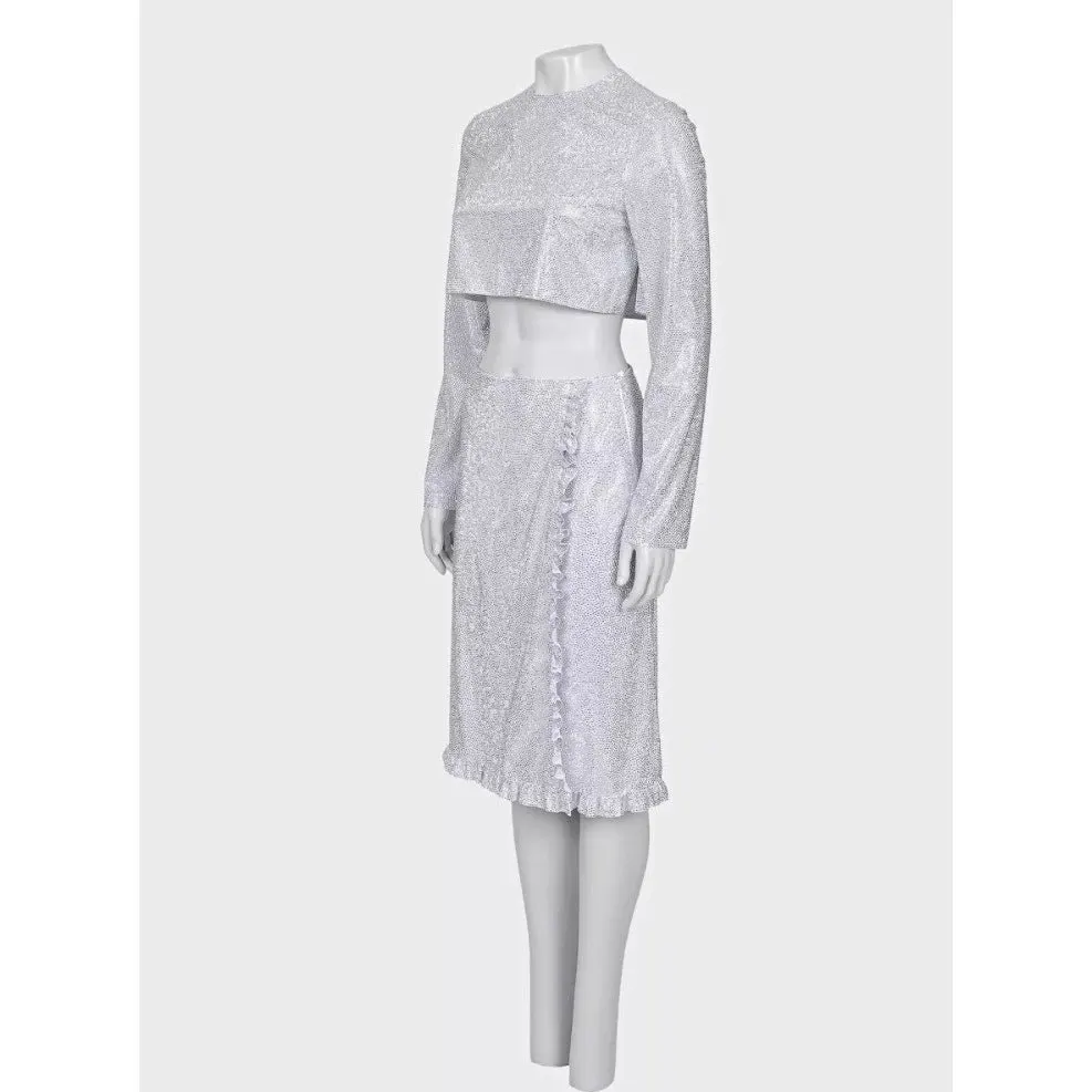Miu Miu Silver Skirt Suit Sz.38 pre-owned Silver Good - Back View
