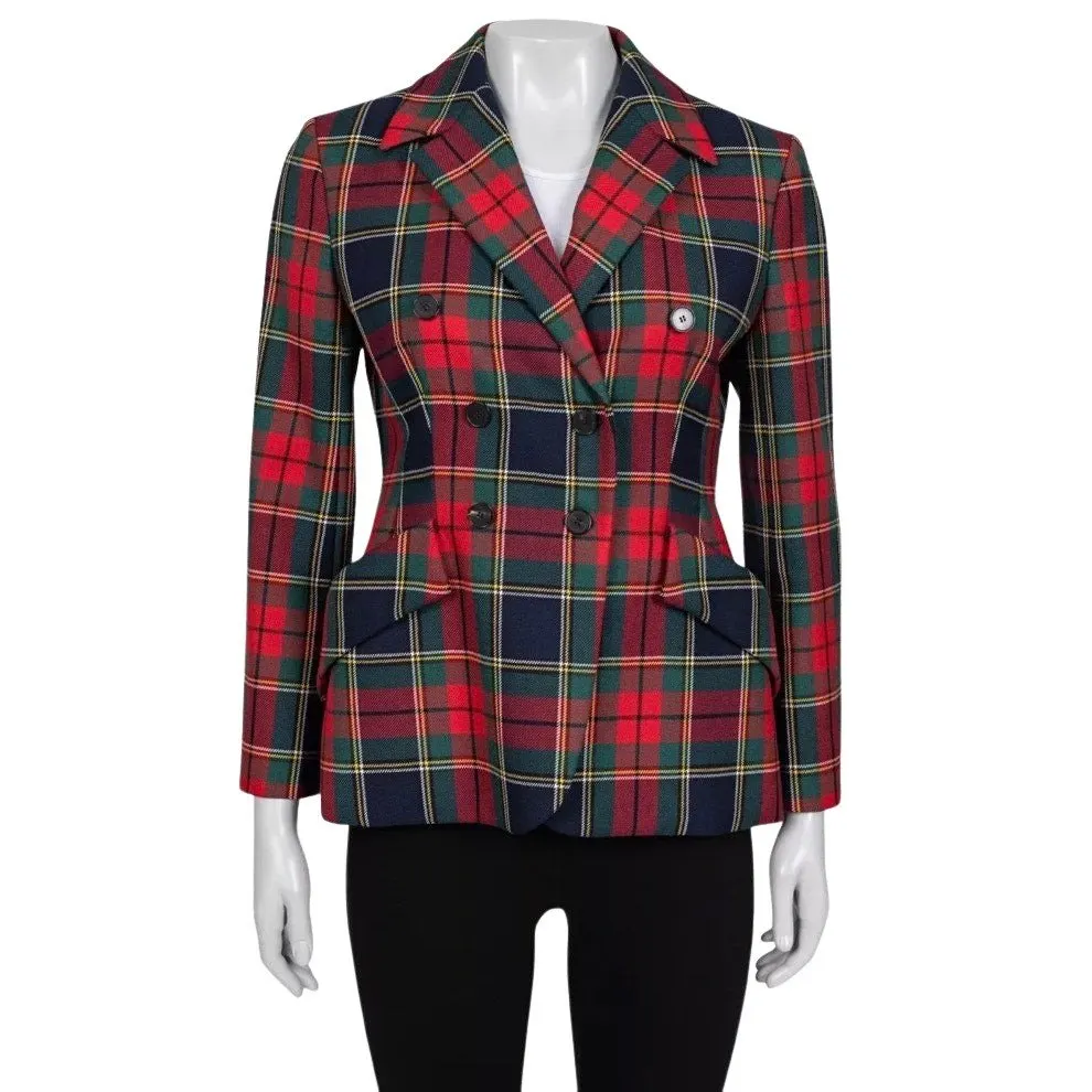 Dior Christian Dior 2019 Tartan Fitted Wool Jacket Sz 40 pre-owned MultiColor Wool Good - Front View