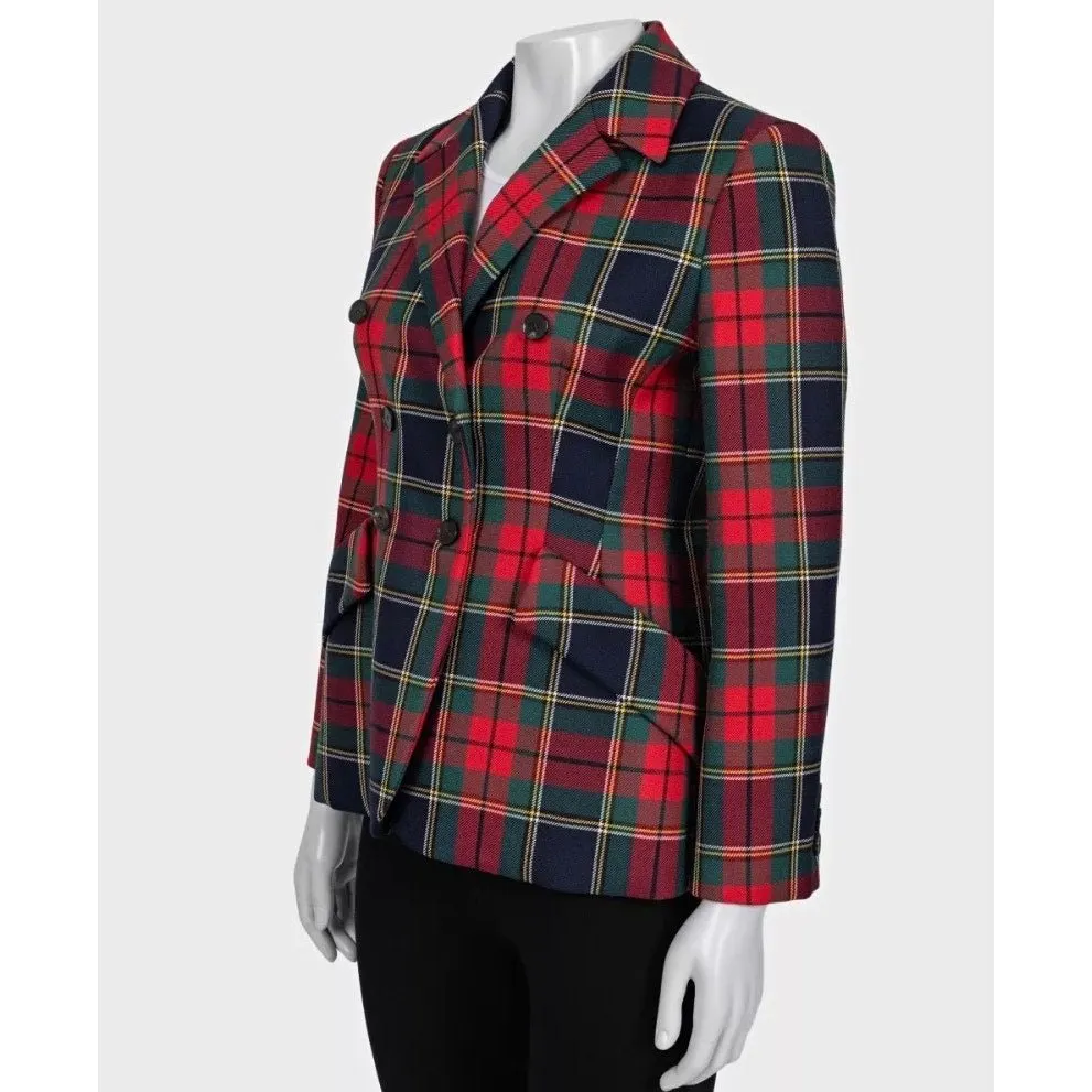 Dior Christian Dior 2019 Tartan Fitted Wool Jacket Sz 40 pre-owned MultiColor Wool Good - Back View