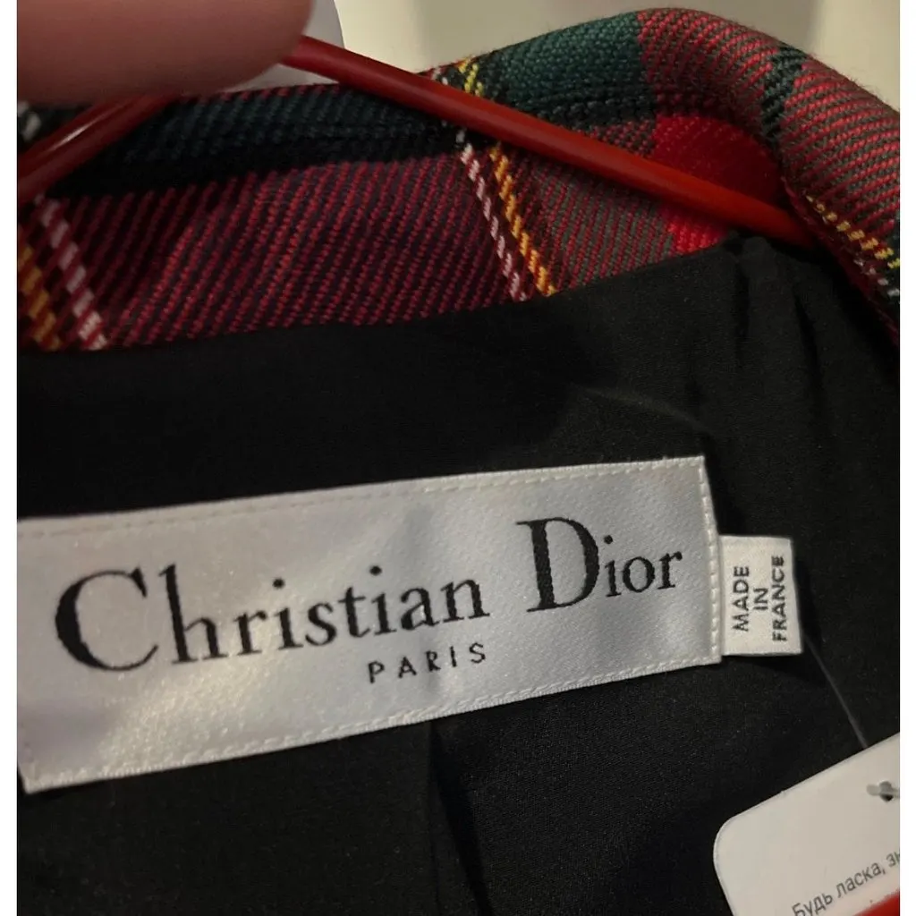 Dior Christian Dior 2019 Tartan Fitted Wool Jacket Sz 40 pre-owned MultiColor Wool Good - Box View