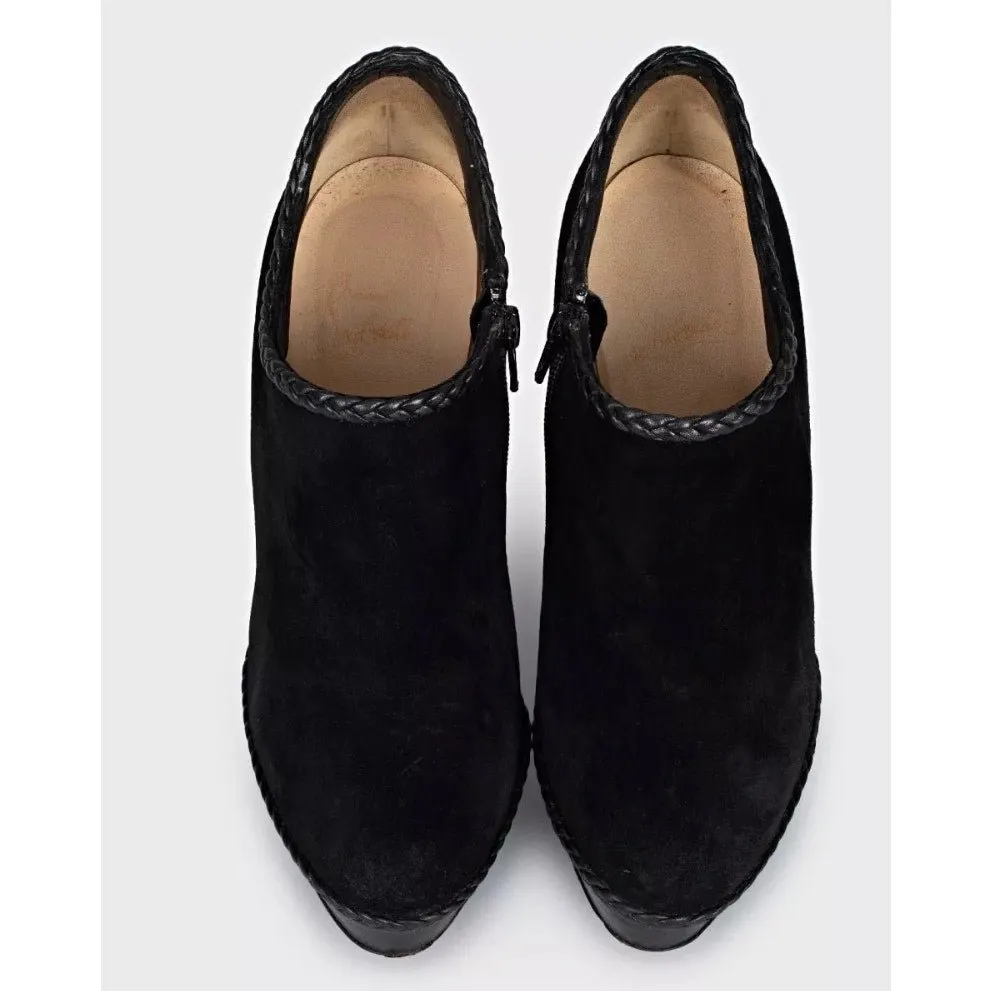 Christian Louboutin Black Suede Ankle Boots Stiletto Heel sz.37.5 pre-owned Black Suede Good - Back View