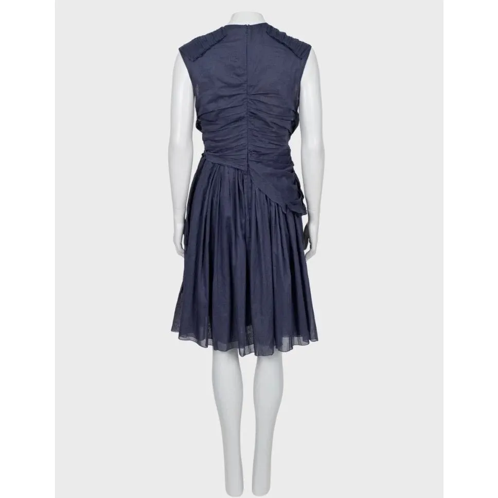 Prada Blue Draped Cotton Fitted Dress - Size 46 pre-owned Blue Cotton Good - Inside View