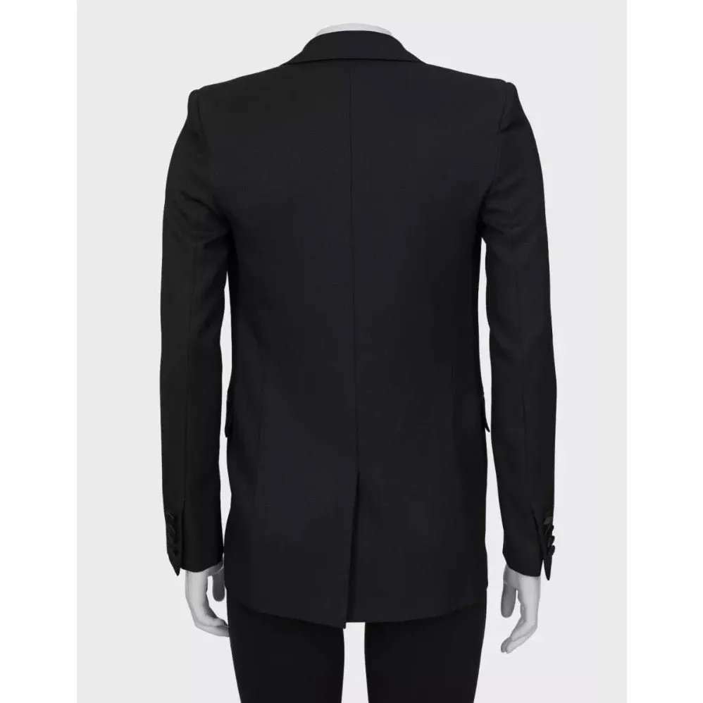 Saint Laurent Black Straight Fit Satin Lapels Blazer Sz.XS Pre-owned Black Satin Good - Inside View