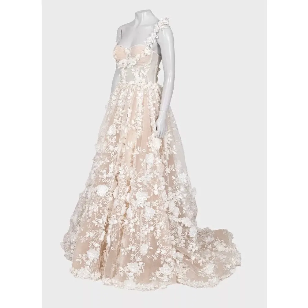 Unsigned Dell'Amore Zemfira Wedding Gown - Size S pre-owned Beige Good - Back View
