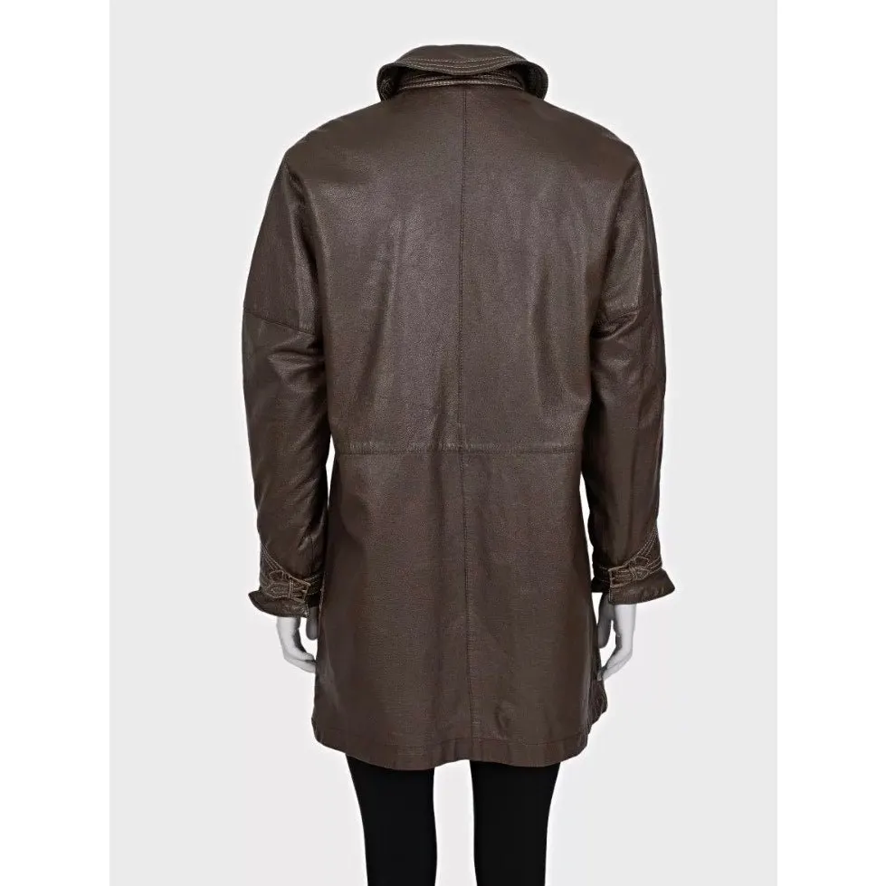 Gianfranco Ferré Classic Brown Leather Jacket Sz M Pre-owned Brown Leather Good - Inside View