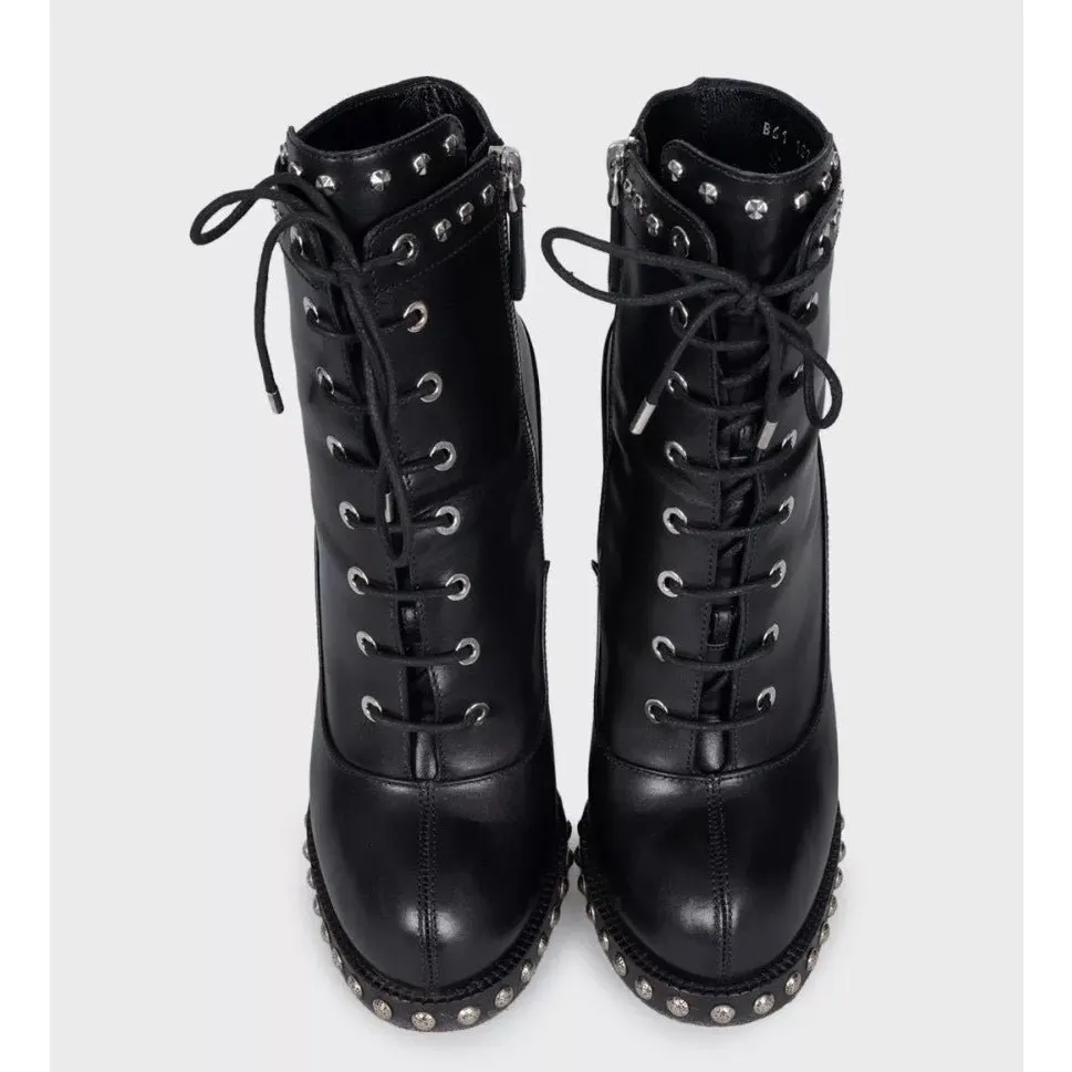 Alexander McQueen Black Leather Ankle Boots Sz.39 pre-owned Black Leather Good - Back View