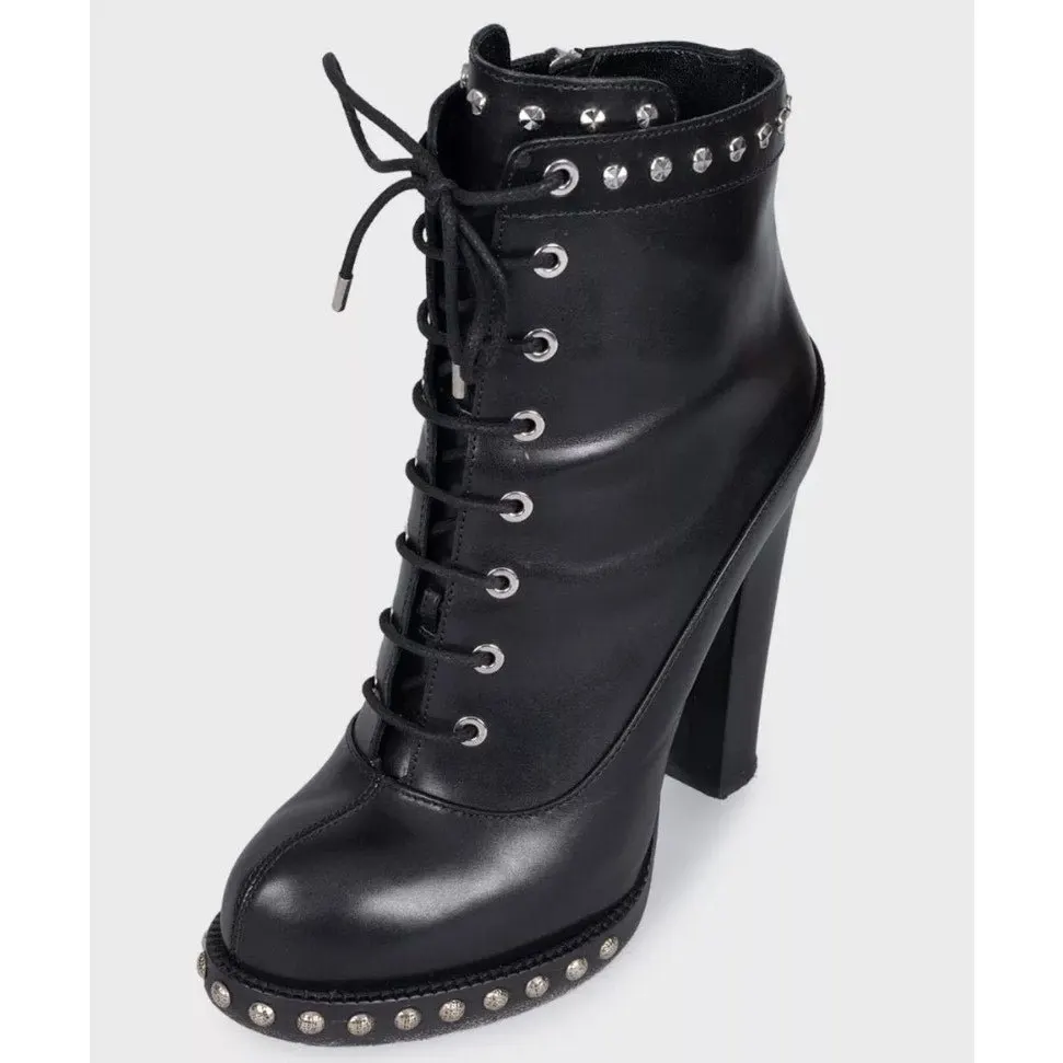Alexander McQueen Black Leather Ankle Boots Sz.39 pre-owned Black Leather Good - Inside View