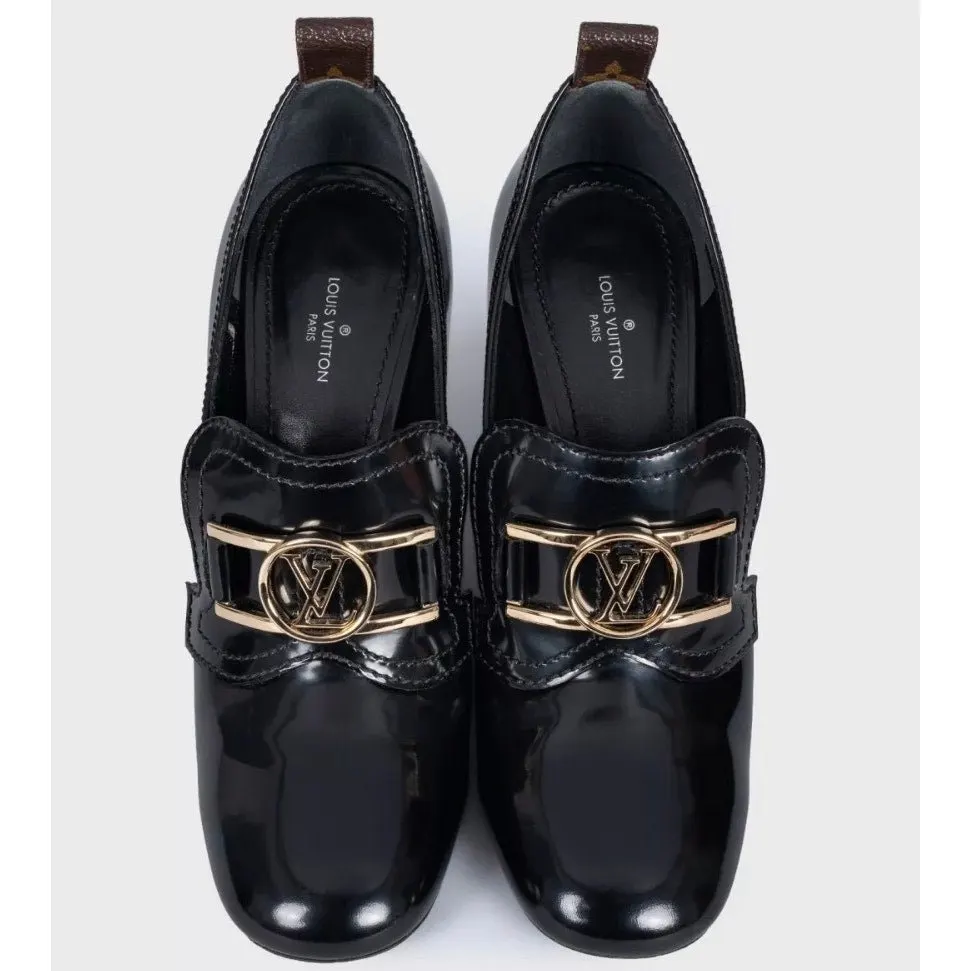 Louis Vuitton Louis Vuitton Black Leather Pumps Sculpted Heel Sz. 38 Pre-owned Black Leather Good - Back View