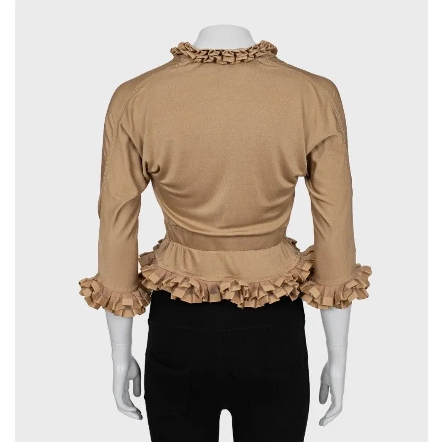 Saint Laurent Yves Saint Laurent Vintage Beige 3/4 Sleeve Blouse Sz.S Pre-owned Beige Good - Inside View