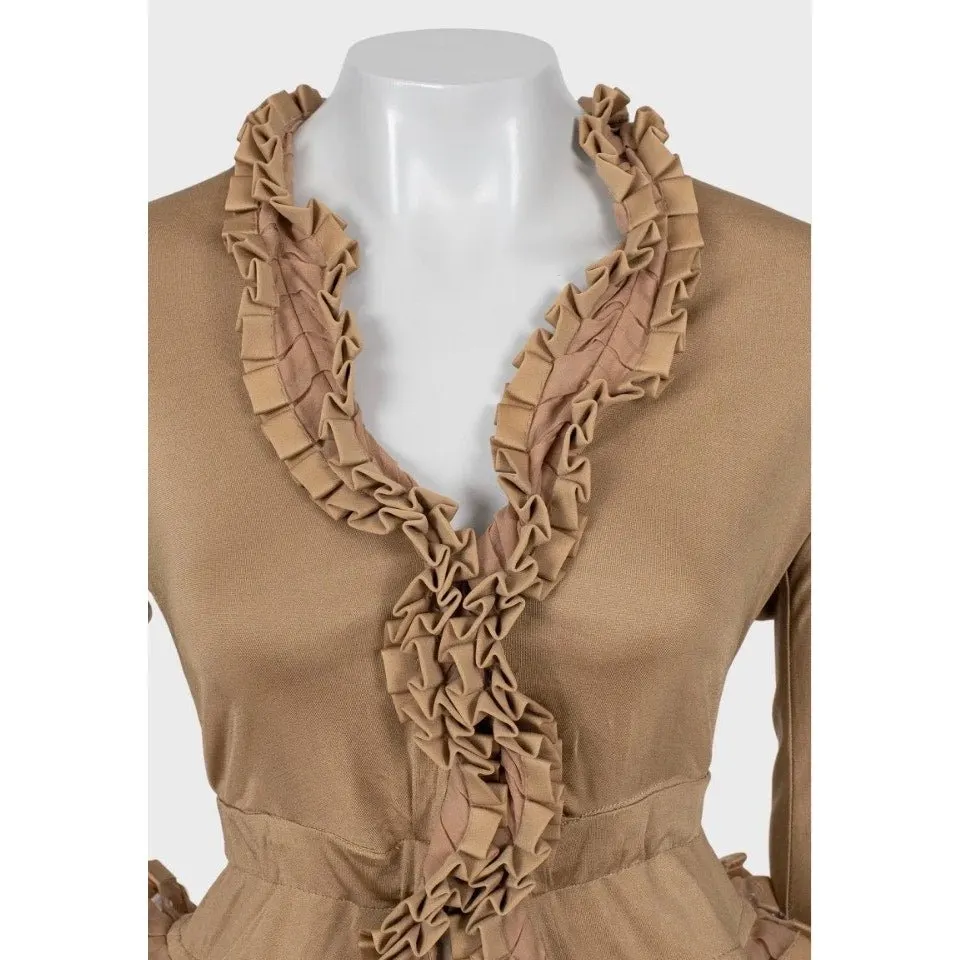Saint Laurent Yves Saint Laurent Vintage Beige 3/4 Sleeve Blouse Sz.S Pre-owned Beige Good - Model View