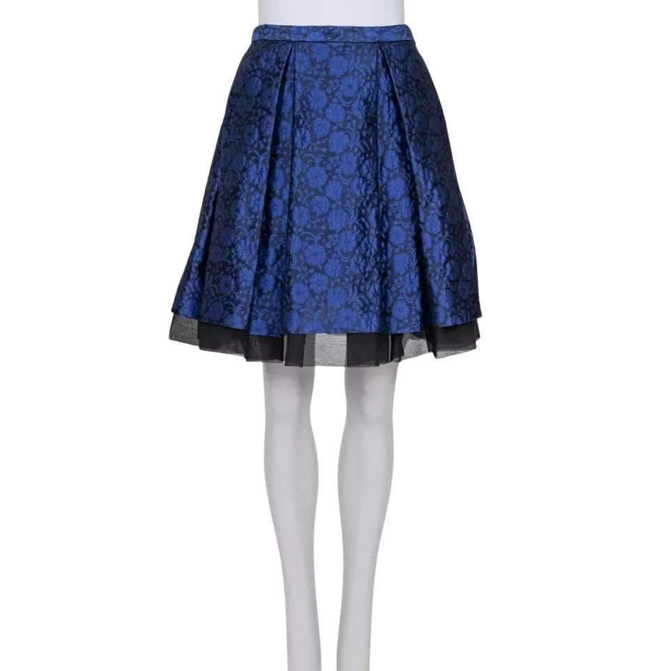 Dior Christian Dior Blue Floral Silk Skirt - Sz M (EU 42) pre-owned Blue Silk Never worn - Front View