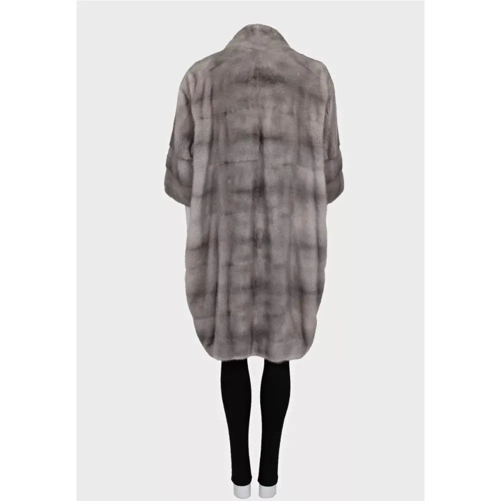 Gianfranco Ferré Gray Faux Fur Coat High Collar Sz L pre-owned Grey Good - Inside View