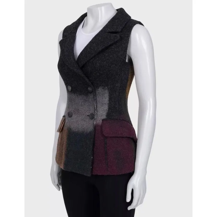 Dior Christian Dior Wool Fitted Vest - Sz/36 Pre-owned Red Wool Good - Back View