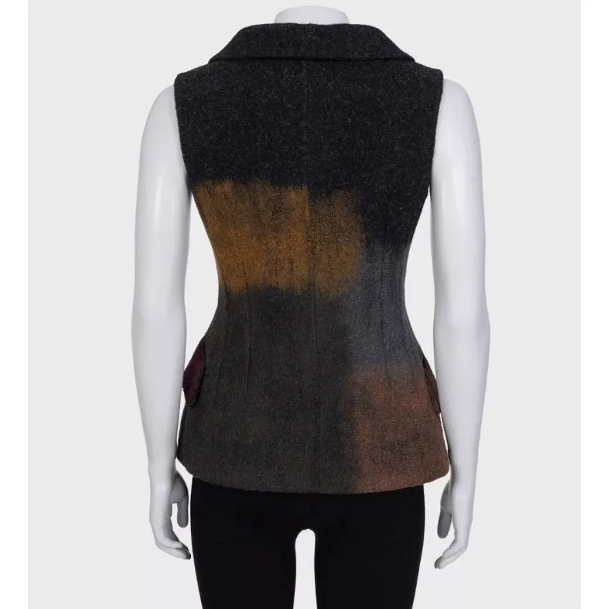 Dior Christian Dior Wool Fitted Vest - Sz/36 Pre-owned Red Wool Good - Inside View