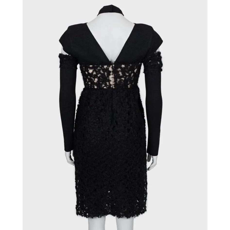 Fendi Black Wool Detachable Sleeves l Dress Sz/40/S Pre-owned Black Wool Good - Inside View