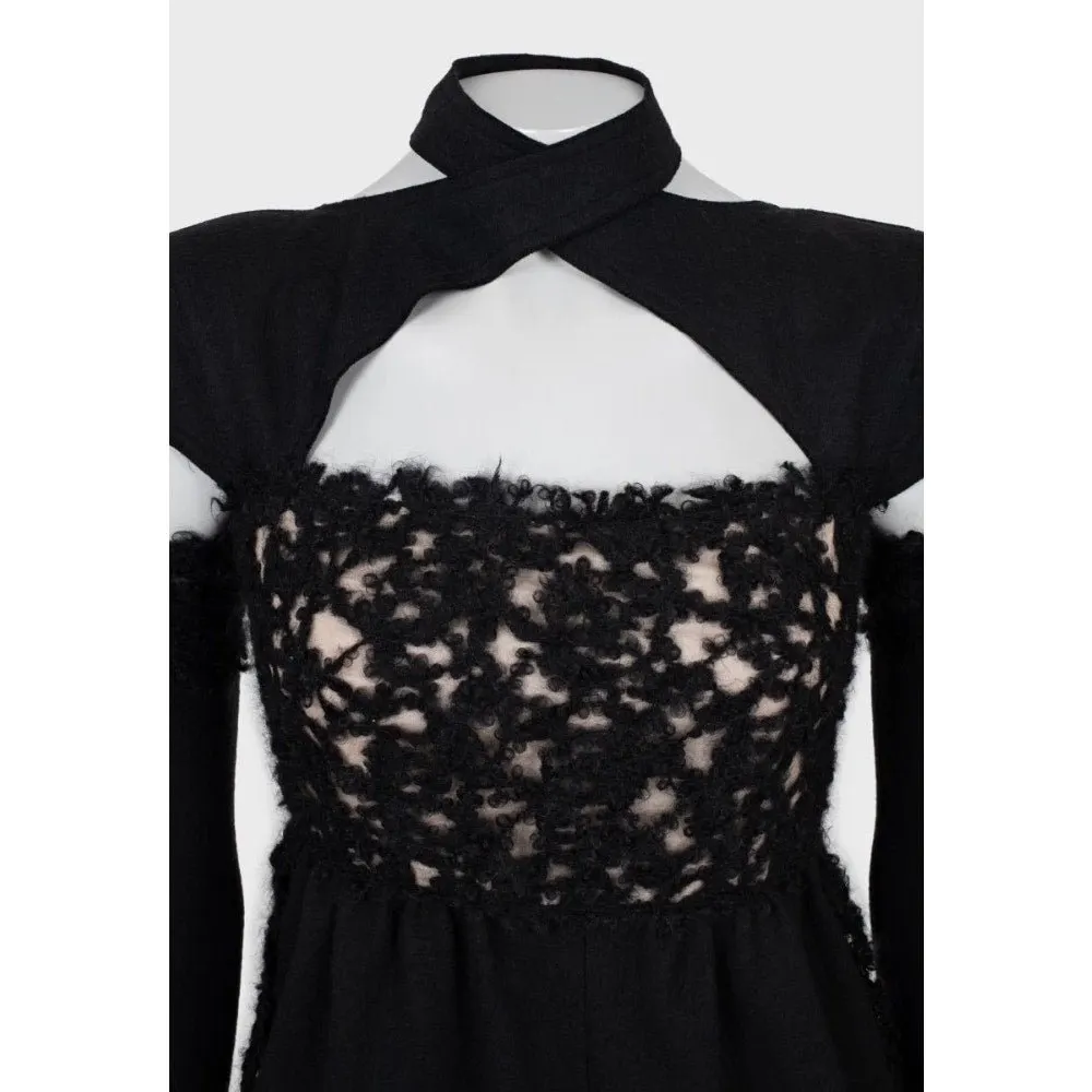 Fendi Black Wool Detachable Sleeves l Dress Sz/40/S Pre-owned Black Wool Good - Model View