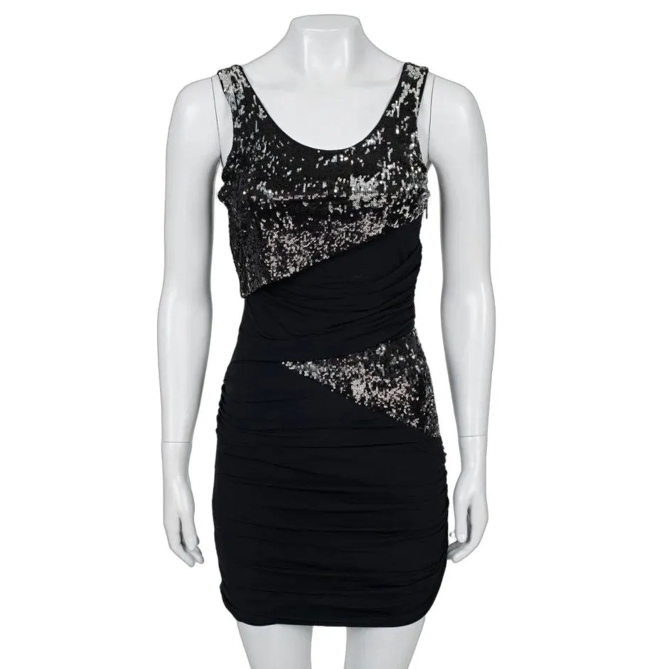 Roberto Cavalli Black Sequin Fitted Dress - IT38 / Small Pre-owned Black Good - Front View