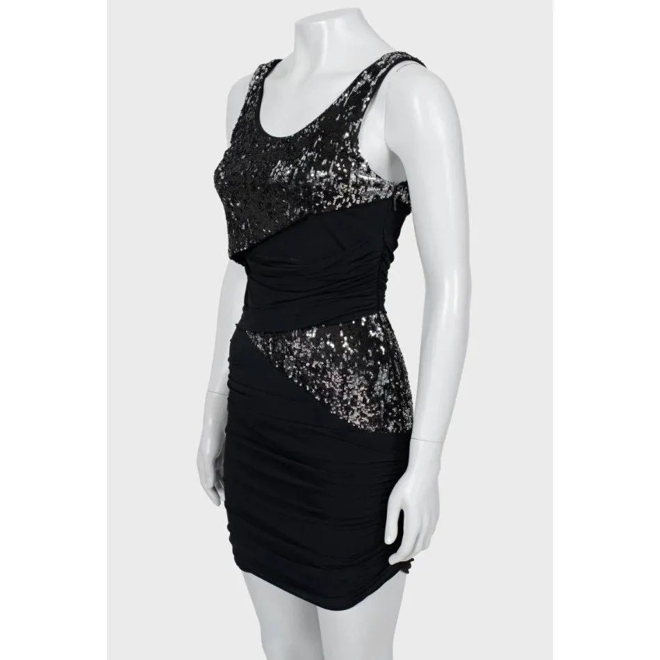 Roberto Cavalli Black Sequin Fitted Dress - IT38 / Small Pre-owned Black Good - Back View