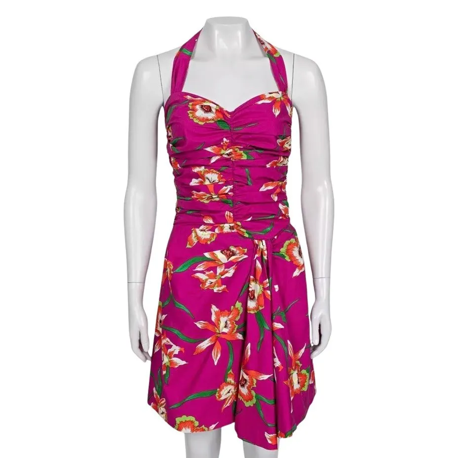 Dior Christian Dior 2011 Pink Printed Cotton Dress - Size 38 Pre-owned Pink Cotton Good - Front View