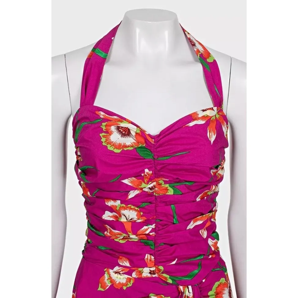 Dior Christian Dior 2011 Pink Printed Cotton Dress - Size 38 Pre-owned Pink Cotton Good - Model View