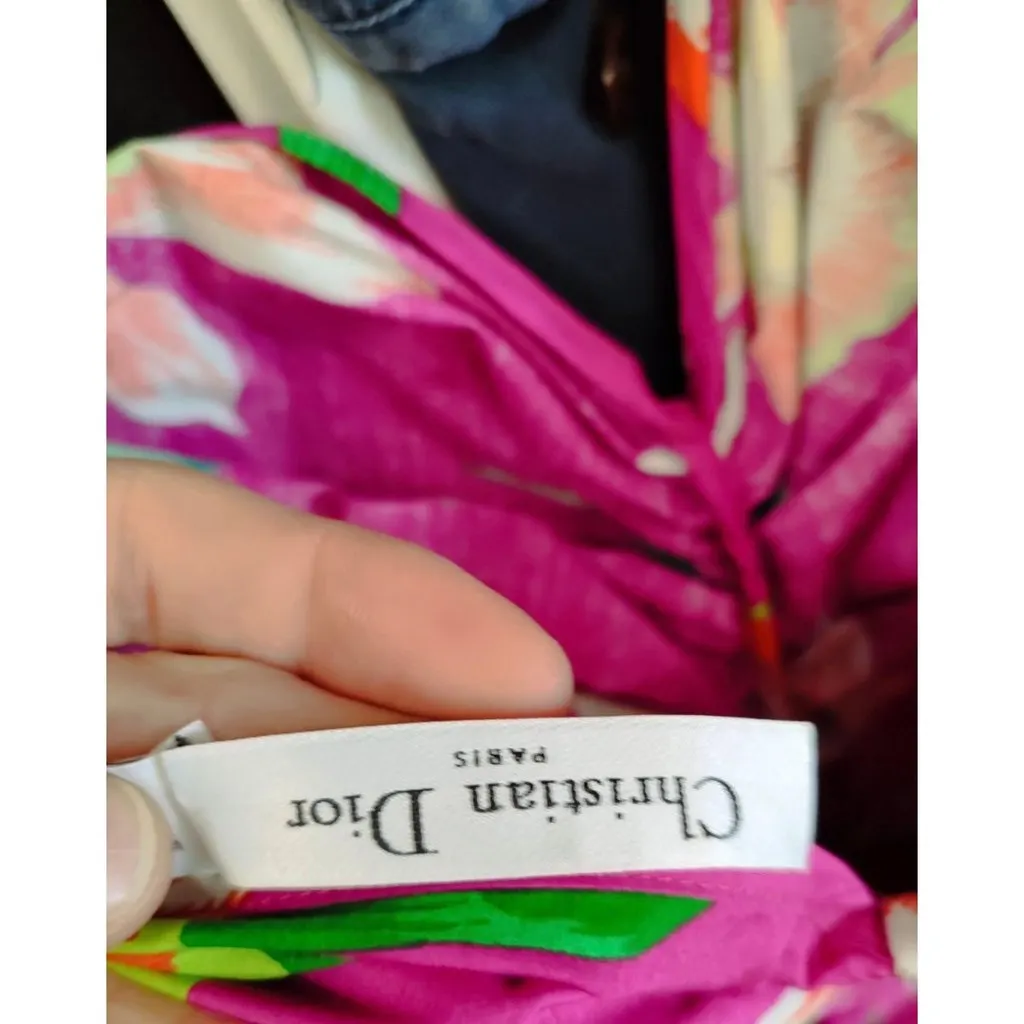 Dior Christian Dior 2011 Pink Printed Cotton Dress - Size 38 Pre-owned Pink Cotton Good - Box View