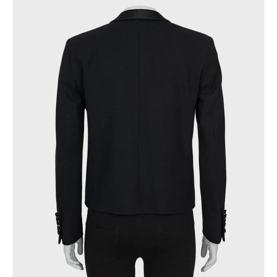 Saint Laurent Saint Laurent Black Wool Satin Lapels Jacket Sz.40 pre-owned Black Wool Good - Inside View